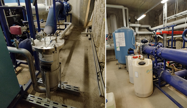 MF 200-1 -sivuvirtasuodatin ja tiiviisti suljettu S250-pumppausasema pitävät huolen siitä, että verkostossa kiertävä glykoliliuos pysyy laadultaan hyvänä.